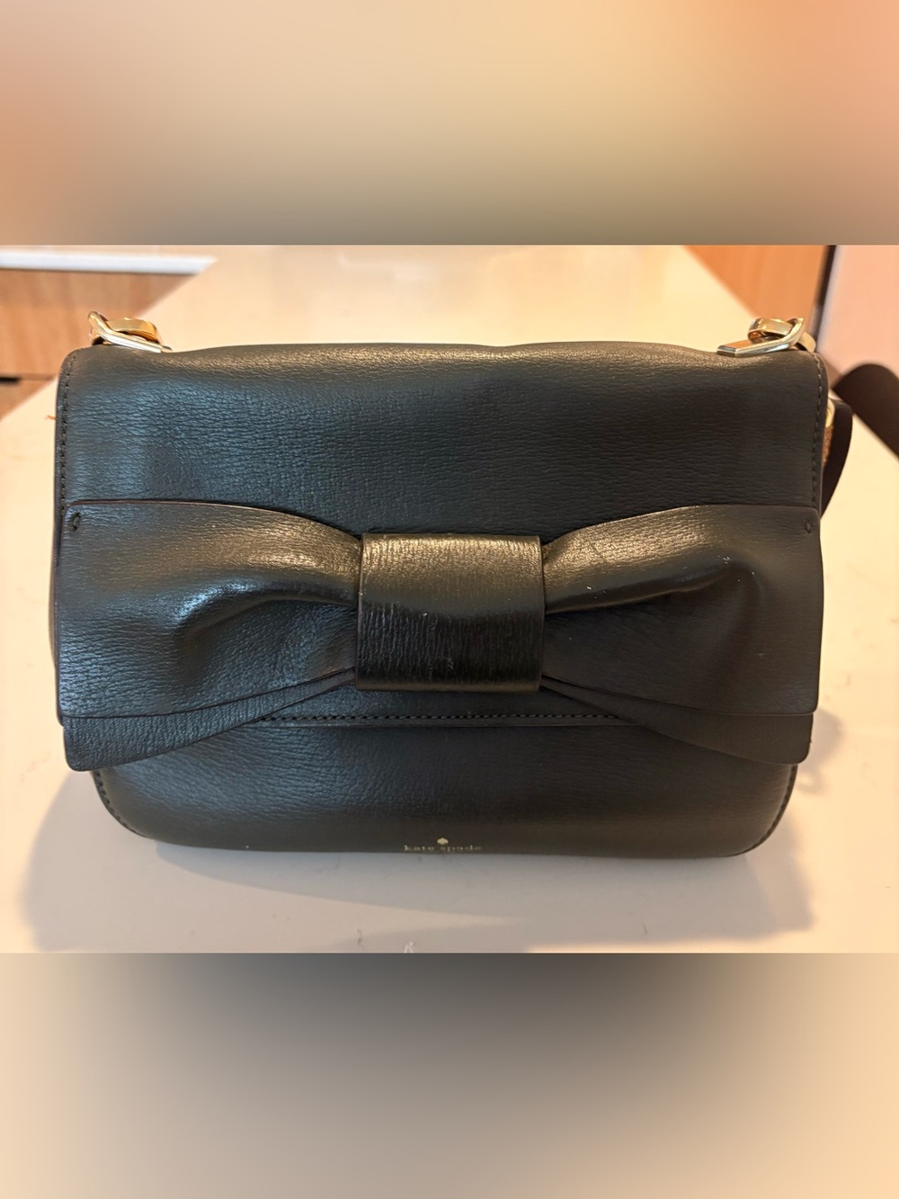 kate spade Black Leather Bow Shoulder Bag